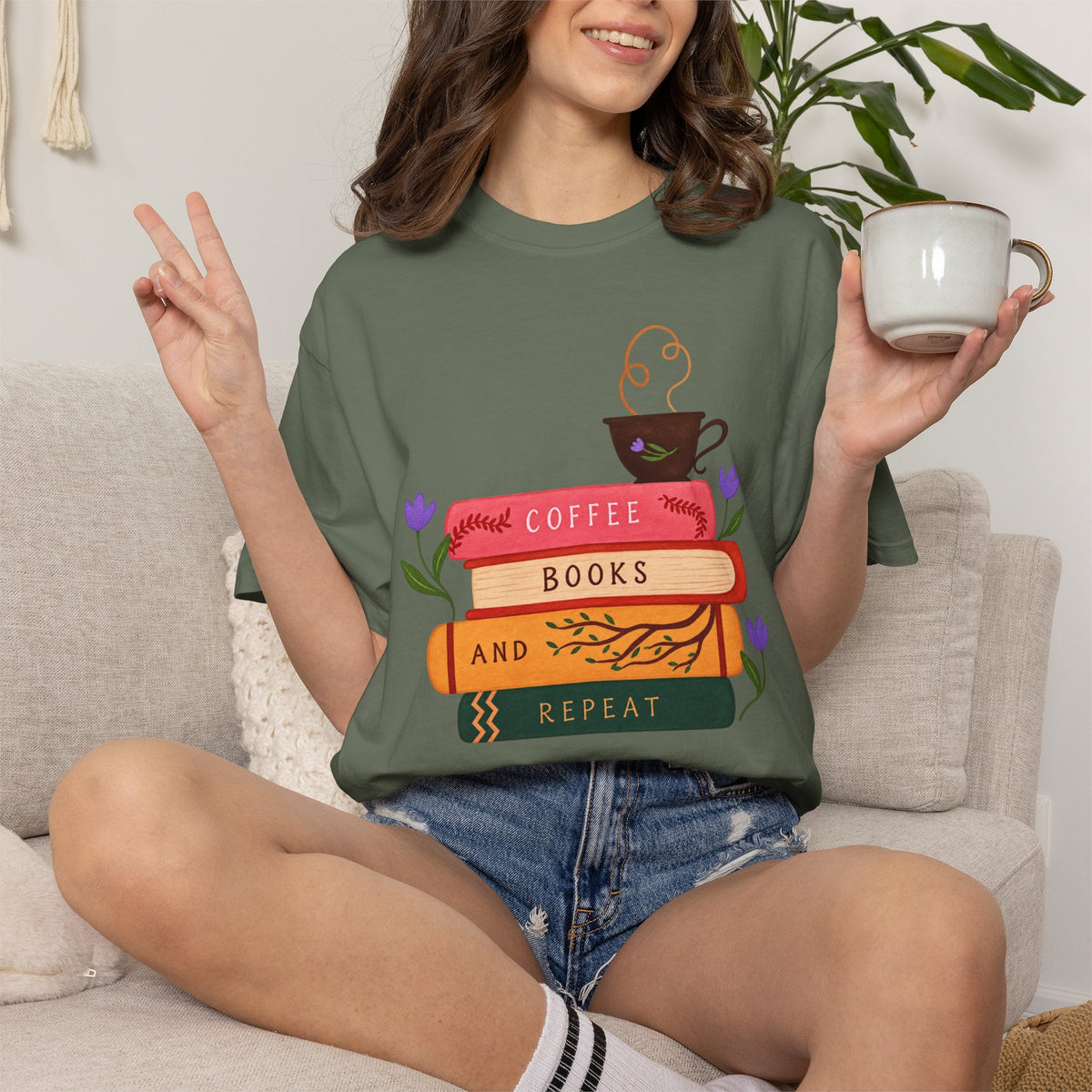 Coffee Books & Repeat T‑Shirt