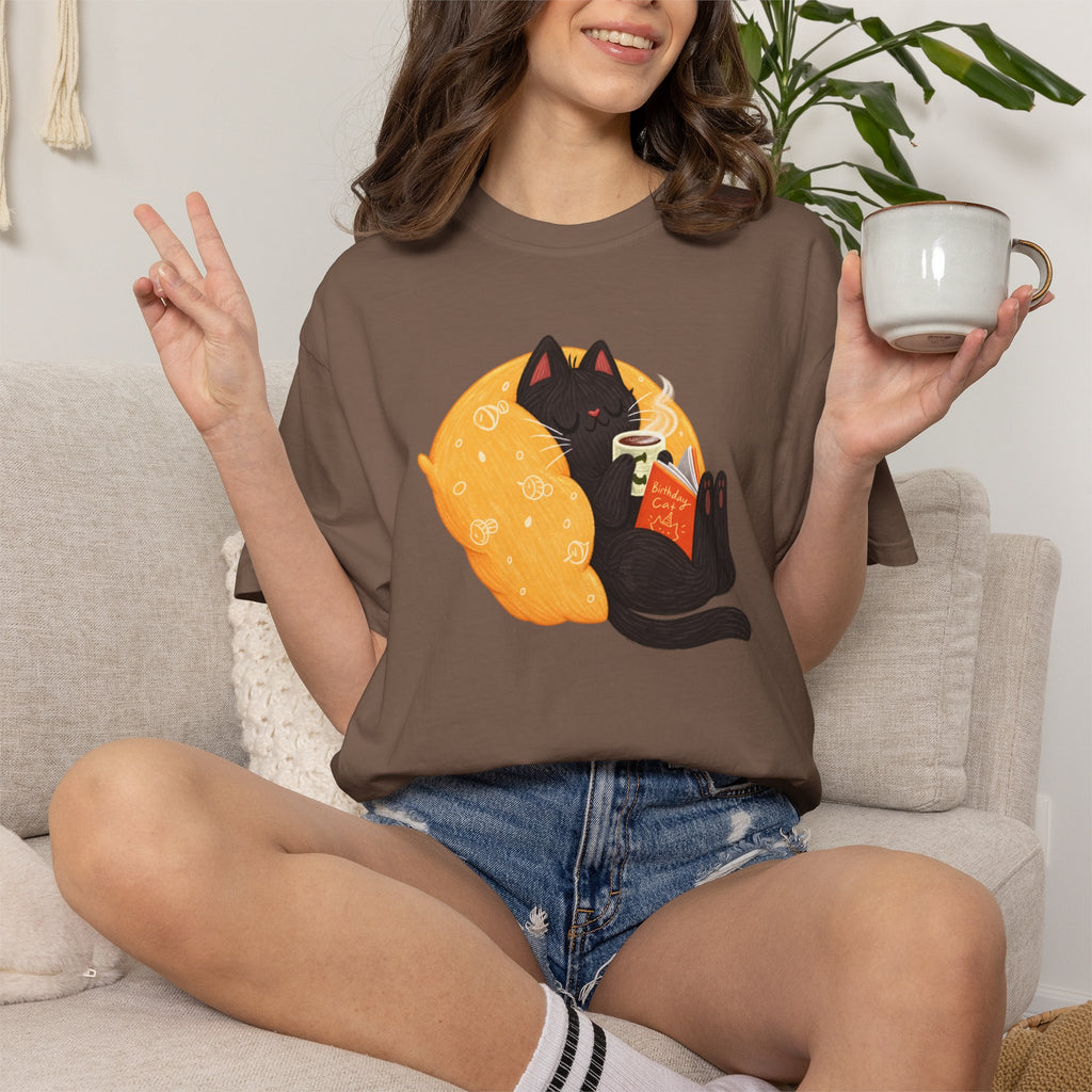 Cozy Cat Reader T-Shirt