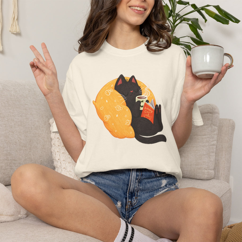 Cozy Cat Reader T-Shirt