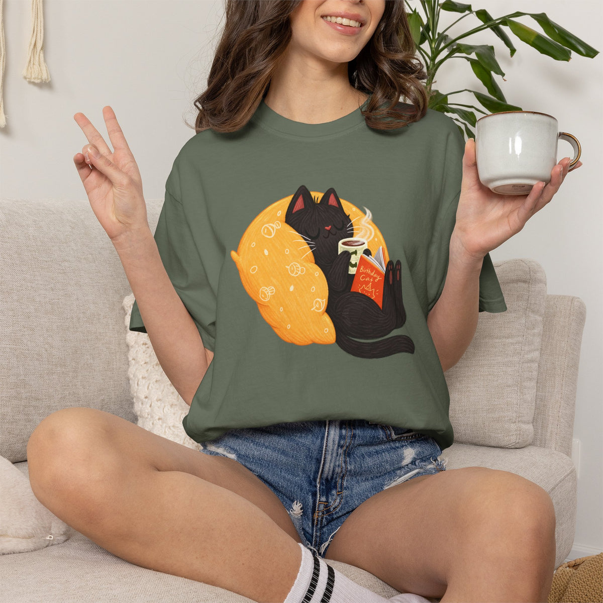Cozy Cat Reader T-Shirt
