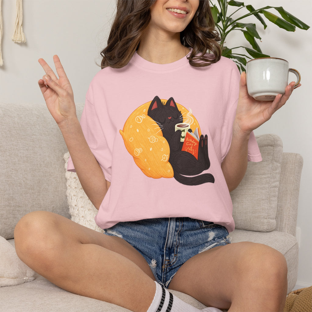 Cozy Cat Reader T-Shirt