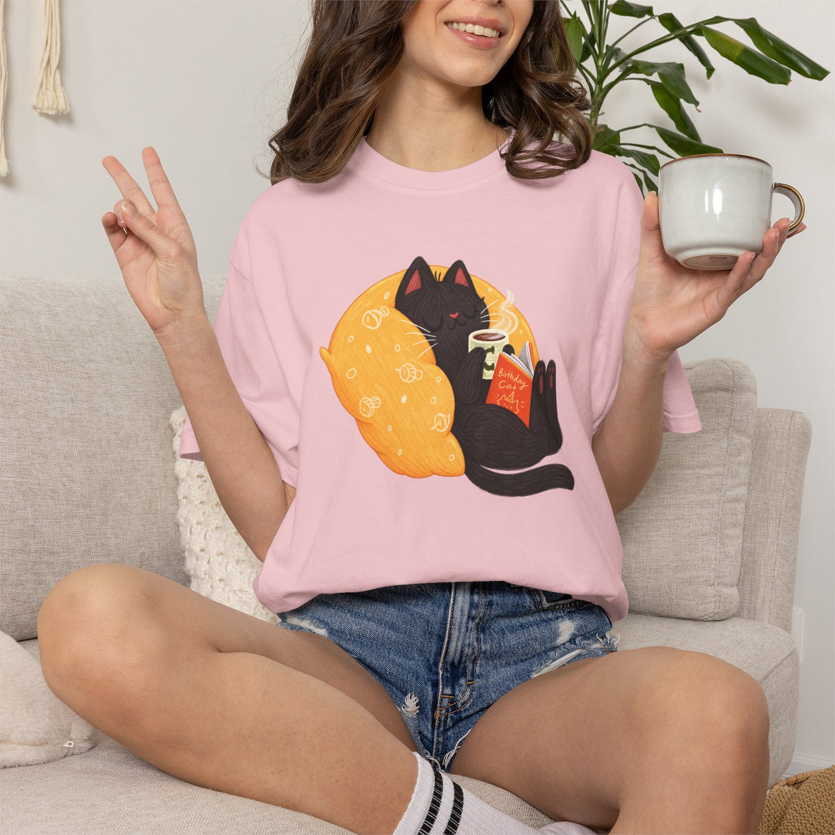 Cozy Cat Reader T-Shirt