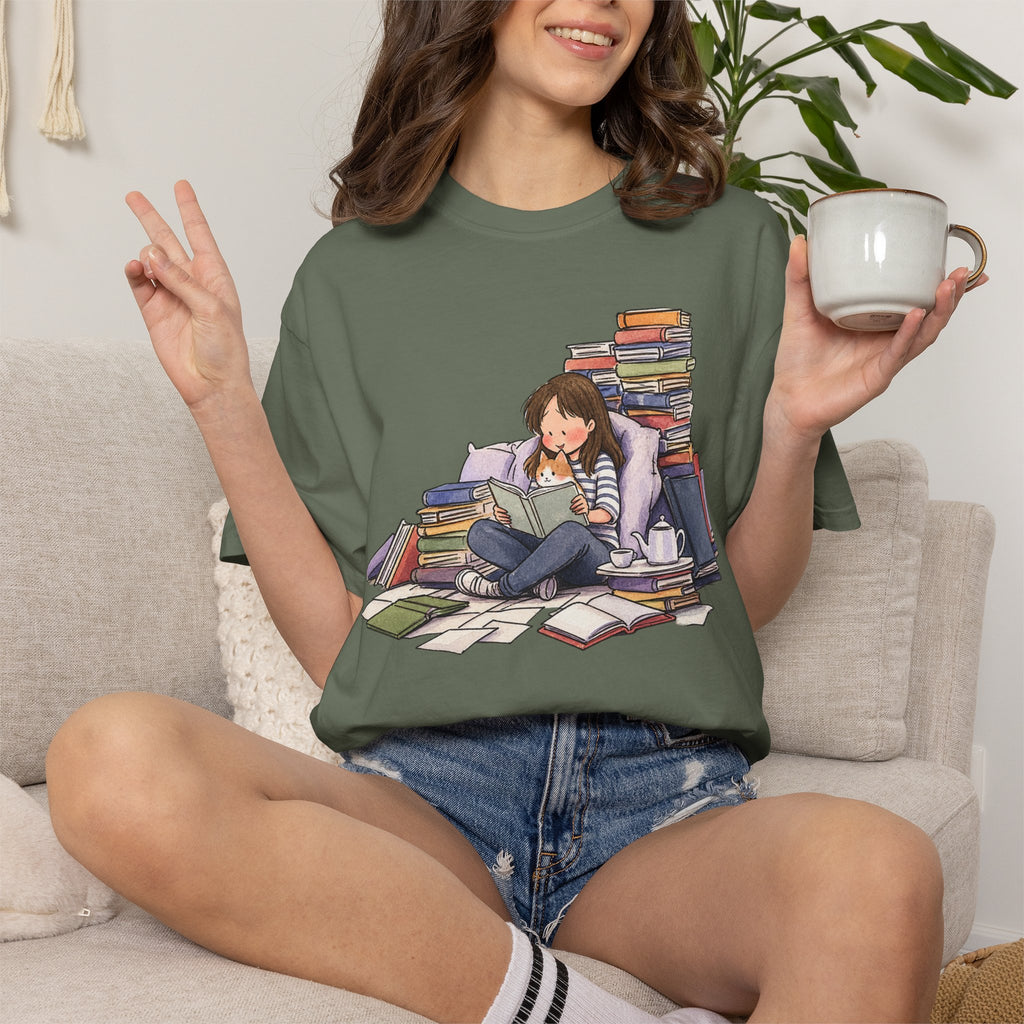 Cozy Book Pile T-Shirt