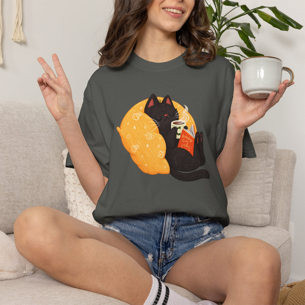 Cozy Cat Reader T-Shirt