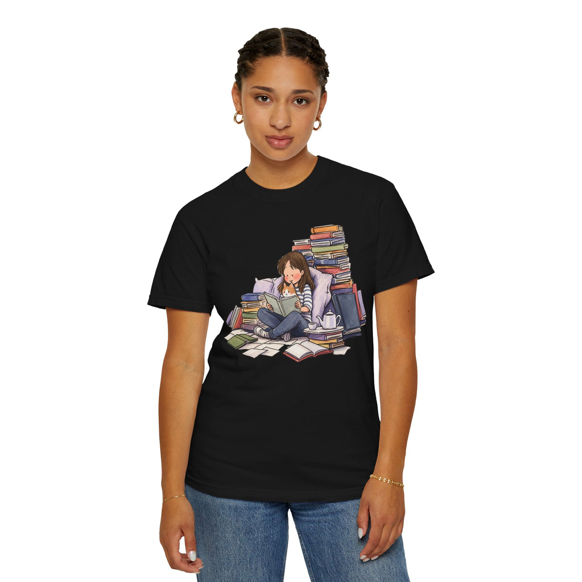 Cozy Book Pile T-Shirt